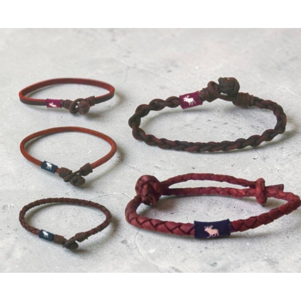 5pc leather bracelet HOLLISTER ABERCROMBIE & FITCH junior thread wrapped NEW
